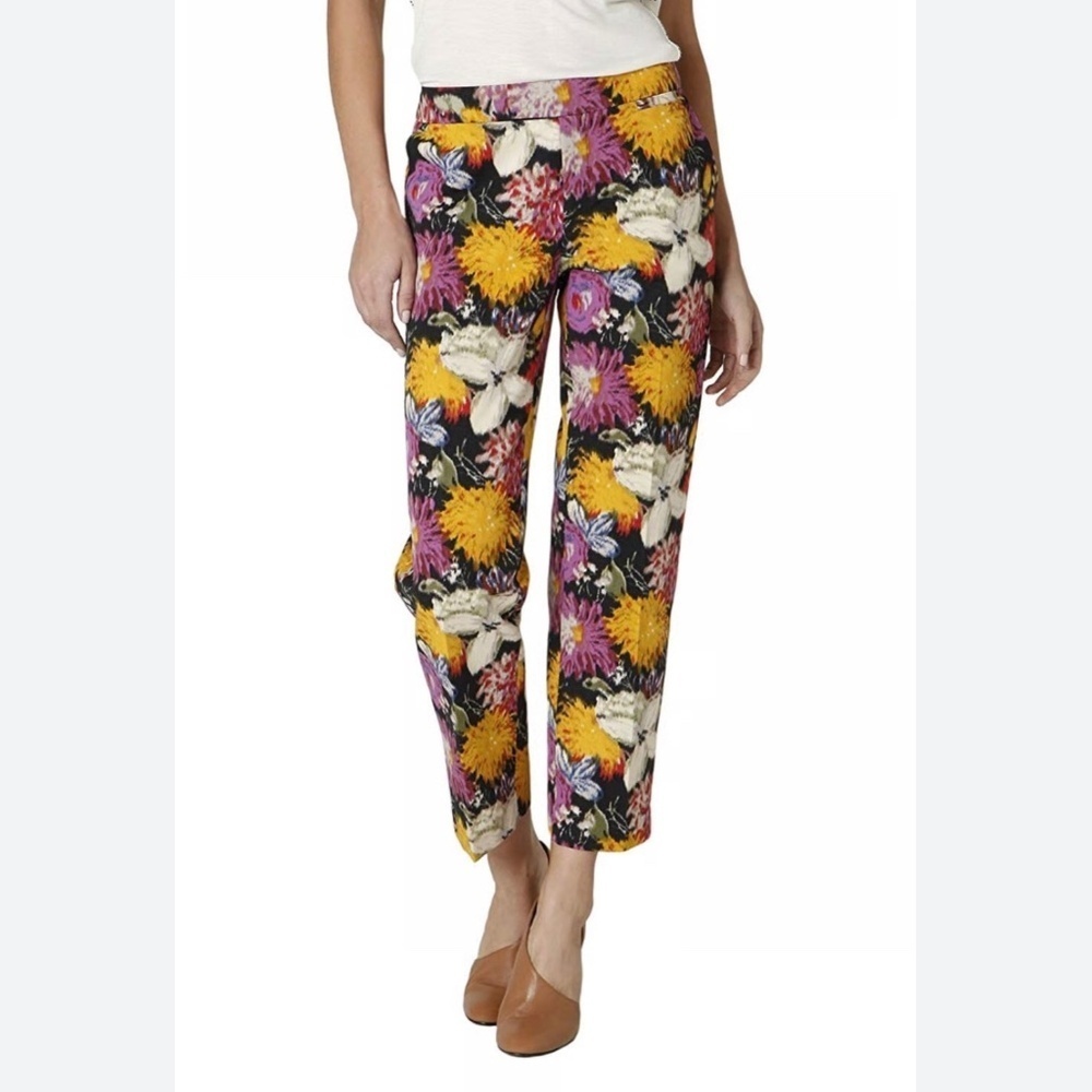Anthropologie Elevenses Tropica Straight Leg Ankle Trousers Pants Floral Size 2